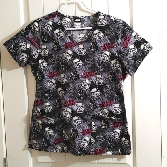 Star Wars hospital nurse scrubs top tunic black, white, pink Small - Picture 1 of 7